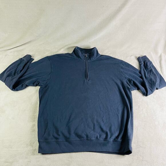 Duluth Pullover Men Size Large Blue 100% Cotton 1/4‎ Zip Long Sleeve Sweater - Picture 1 of 8